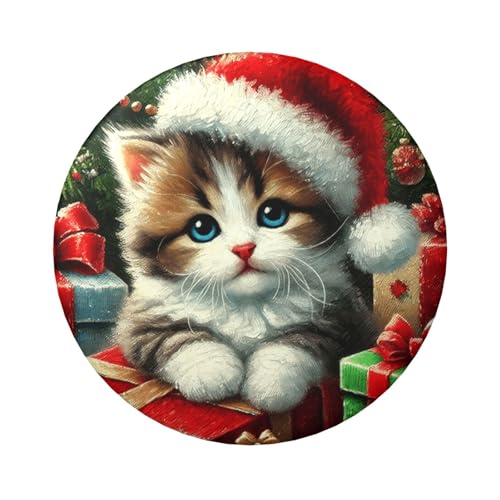 6 cm große, laminierte Pinback-Knöpfe mit Weihnachtsmannmütze, runde Anstecknadeln mit glänzender Oberfläche und sicherer Pinback-Rückseite von Vortithora