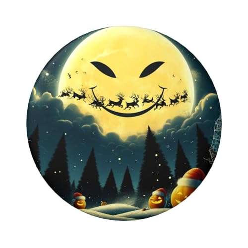 6 cm große, laminierte Pinback-Knöpfe mit Weihnachtsmannmützen und Kürbisen, 5 Stück, runde Abzeichen mit glänzender Oberfläche und sicherer Pinback von Vortithora