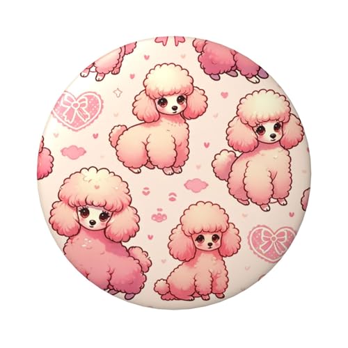6 cm große, laminierte Pinback-Knöpfe mit niedlichem Pudelmotiv, 5 Stück, runde Abzeichen mit glänzender Oberfläche und sicherer Pinback von Vortithora