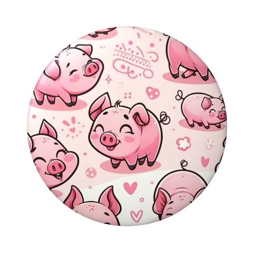 6 cm große, laminierte Pinback-Knöpfe mit niedlichem Schwein, 5 Stück, runde Abzeichen mit glänzender Oberfläche und sicherer Pinback von Vortithora