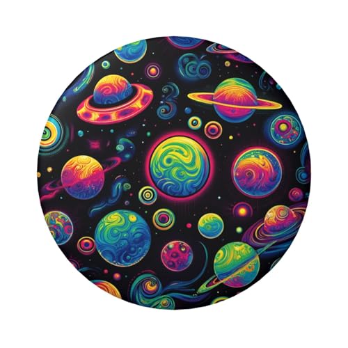 6 cm große, laminierte Pinback-Knöpfe mit psychedelischem Planeten-Motiv, 5 Stück, runde Abzeichen mit glänzender Oberfläche und sicherer Pinback von Vortithora