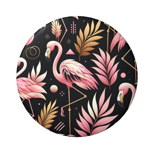 6 cm große, laminierte Pinback-Knöpfe mit schwarzem Blatt und Flamingos, 5 Stück, runde Abzeichen mit glänzender Oberfläche und sicherer Pinback von Vortithora