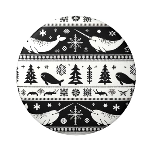 6 cm große, laminierte Pinback-Knöpfe mit weihnachtlichem Arktis-Wal-Motiv, runde Abzeichen mit glänzender Oberfläche und sicherer Pinback-Rückseite von Vortithora