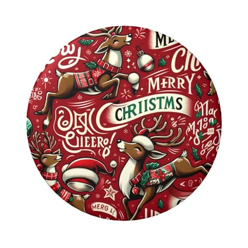 6 cm große, laminierte Pinback-Knöpfe mit weihnachtlichem Hirschrot, 5 Stück, runde Abzeichen mit glänzender Oberfläche und sicherer Pinback von Vortithora