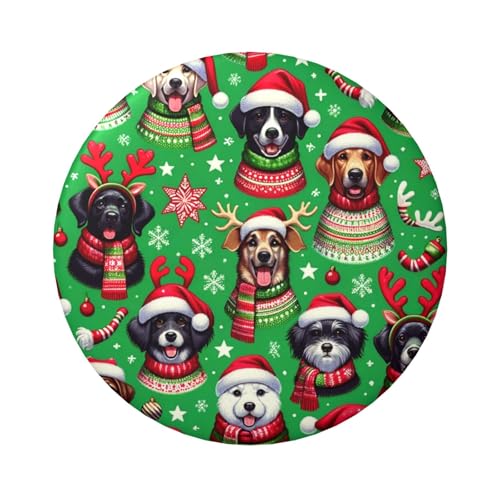 6 cm große, laminierte Pinback-Knöpfe mit weihnachtlichem Hund, Schneeflocken, Sterne, 5 Stück, runde Abzeichen mit glänzender Oberfläche und sicherer Pinback von Vortithora