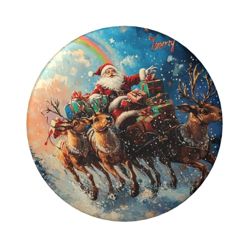 6 cm große, laminierte Pinback-Knöpfe mit weihnachtlichem Rentier-Weihnachtsmann, 5 Stück, runde Abzeichen mit glänzender Oberfläche und sicherer Pinback von Vortithora