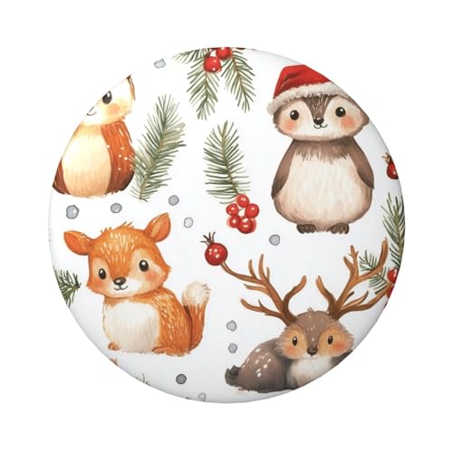 6 cm große, laminierte Pinback-Knöpfe mit weihnachtlicher Waldtiere, 5 Stück, runde Abzeichen mit glänzender Oberfläche und sicherer Pinback von Vortithora