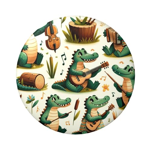 6 cm große, laminierte Pinnback-Knöpfe von Gator-Music-Party, 5 Stück, runde Abzeichen mit glänzender Oberfläche und sicherer Pinback von Vortithora