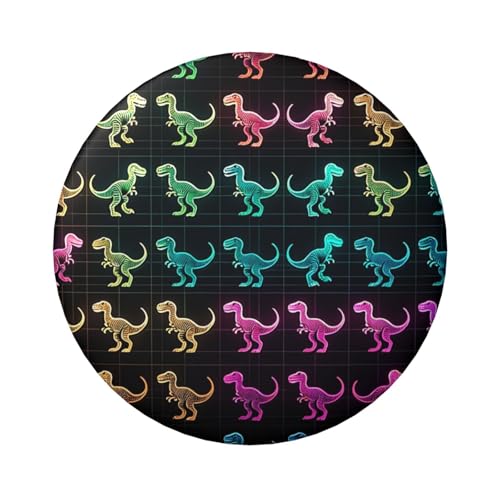 6 cm große, niedliche, bunte Dinosaurier-Knöpfe, laminiert, Pinback-Knöpfe, 5 Stück, runde Abzeichen mit glänzender Oberfläche und sicherer Pinback von Vortithora