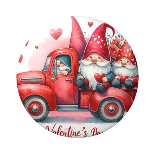 6 cm große Aquarell-Zwerge, Valentine-Truck, laminiert, Pinback-Knöpfe, 5 Stück, runde Abzeichen mit glänzender Oberfläche und sicherer Pinback von Vortithora