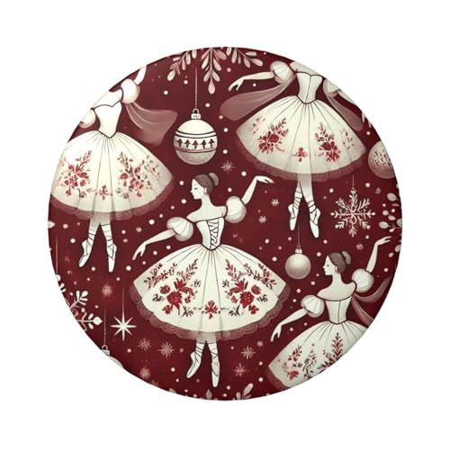 6 cm große Ballerina-Weihnachts-Schneeflocken-Knöpfe, laminiert, Pinback-Knöpfe, runde Abzeichen mit glänzender Oberfläche und sicherer Pinback-Verschluss von Vortithora