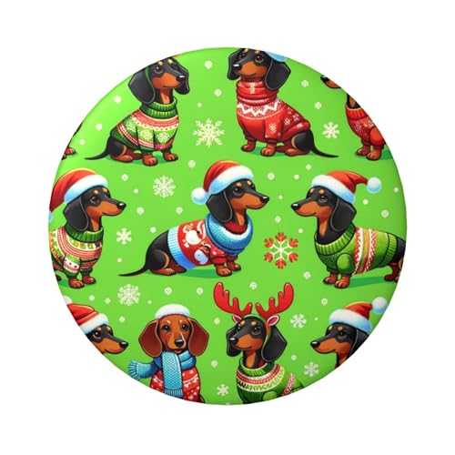 6 cm große Dackel-Weihnachts-Schneeflocken, laminiert, Pinback-Knöpfe, 5 Stück, runde Abzeichen mit glänzender Oberfläche und sicherer Pinback von Vortithora