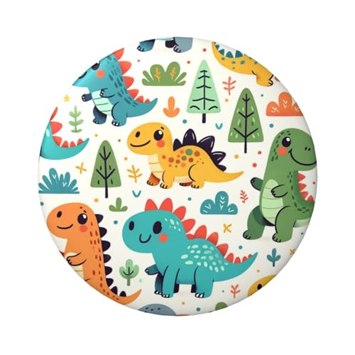 6 cm große Dinosaurier-Knöpfe, bunt, Kawaii, laminiert, Pinback-Knöpfe, runde Abzeichen mit glänzender Oberfläche und sicherer Pinback-Rückseite, 5 Stück von Vortithora
