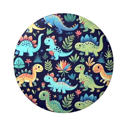 6 cm große Dinosaurier-Knöpfe mit buntem Tier, laminiert, 5 Stück, runde Abzeichen mit glänzender Oberfläche und sicherer Pinback von Vortithora