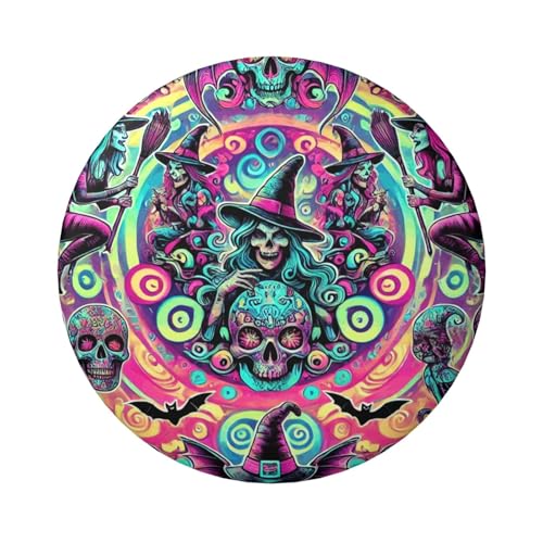 6 cm große Halloween-Hexen-Skulls laminierte Pinback-Knöpfe, 5 Stück, runde Abzeichen mit glänzender Oberfläche und sicherem Pinback von Vortithora