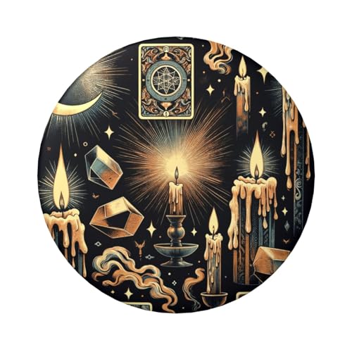 6 cm große Halloween-Kerzen-Tarot-Karten, laminierte Pinback-Knöpfe, 5 Stück, runde Abzeichen mit glänzender Oberfläche und sicherem Pinback von Vortithora