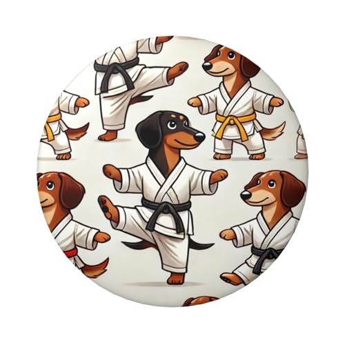 6 cm große Kawaii-Judo-Dackel-laminierte Pinback-Knöpfe, 5 Stück, runde Abzeichen mit glänzender Oberfläche und sicherer Pinback von Vortithora