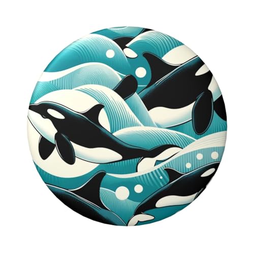 6 cm große Killer-Whales-Cartoon laminierte Pinback-Knöpfe, 5 Stück, runde Abzeichen mit glänzender Oberfläche und sicherer Pinback von Vortithora