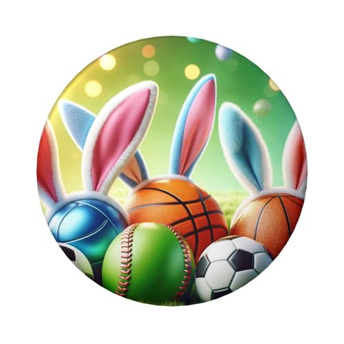 6 cm große Oster-Hasenohren-Kugeln, laminiert, Pinback-Knöpfe, 5 Stück, runde Abzeichen mit glänzender Oberfläche und sicherer Pinback von Vortithora