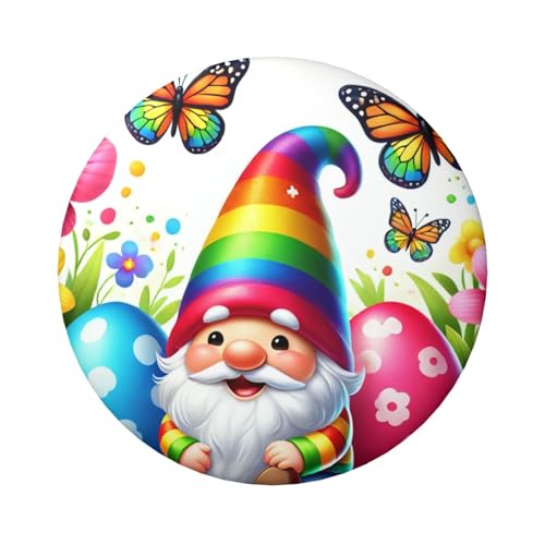 6 cm große Oster-Zwerg-Regenbogen-Eier, laminierte Pinback-Knöpfe, 5 Stück, runde Abzeichen mit glänzender Oberfläche und sicherer Pinback von Vortithora