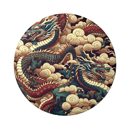 6 cm große Wolkendrachen-China-japanische laminierte Pinback-Knöpfe, 5 Stück, runde Abzeichen mit glänzender Oberfläche und sicherer Pinback-Verschluss von Vortithora