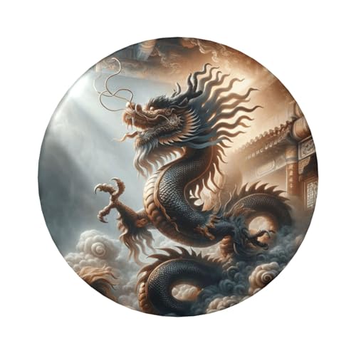6 cm kraftvoll-mystische Drachen-laminierte Pinback-Knöpfe, 5 Stück, runde Abzeichen mit glänzender Oberfläche und sicherem Pinback von Vortithora