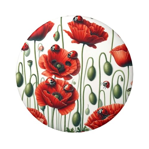 6 cm rote Mohnblumen, laminierte Pinback-Knöpfe, 5 Stück, runde Abzeichen mit glänzender Oberfläche und sicherer Pinback von Vortithora