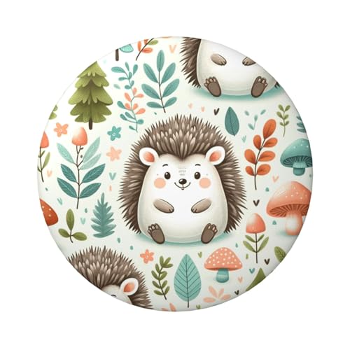 6 cm süße Cartoon-Igel, laminiert, Pinback-Knöpfe, 5 Stück, runde Abzeichen mit glänzender Oberfläche und sicherer Pinback-Verschluss von Vortithora