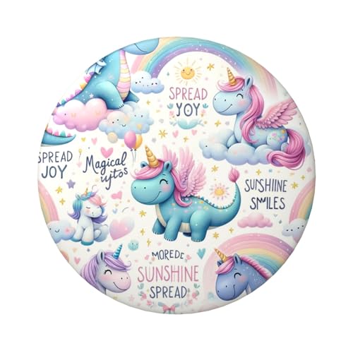6 cm süße Dinosaurier mit Regenbogen, laminierte Pinback-Knöpfe, 5 Stück, runde Abzeichen mit glänzender Oberfläche und sicherer Pinback-Verschluss von Vortithora
