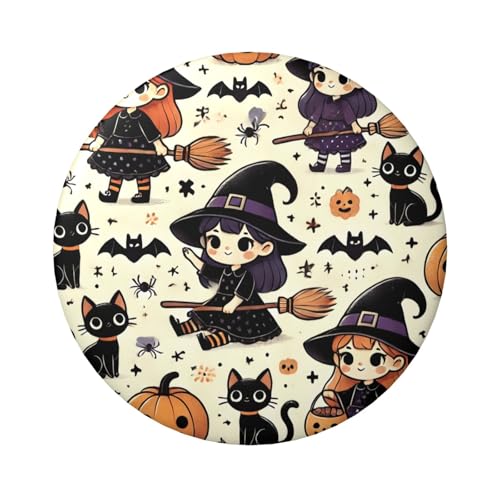 6 cm süße Halloween-Bats-Hexen-Knöpfe, laminiert, Pinback-Knöpfe, 5 Stück, runde Abzeichen mit glänzender Oberfläche und sicherer Pinback von Vortithora