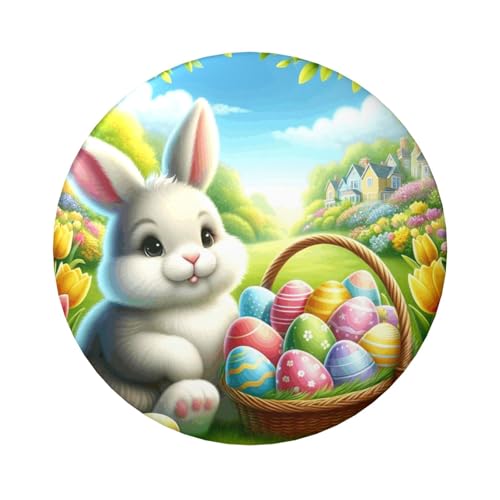 6 cm süße Oster-Hasen-Eier, laminiert, Pinback-Knöpfe, 5 Stück, runde Abzeichen mit glänzender Oberfläche und sicherer Pinback-Verschluss von Vortithora