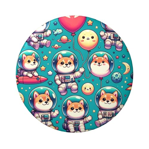 6 cm süße Shiba-Inu-Astronauten laminierte Pinback-Knöpfe 5 Stück, runde Abzeichen mit glänzender Oberfläche und sicherer Pinback von Vortithora