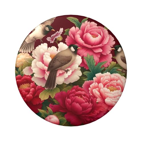 Chinesische Kunst-Bulbuls-Peonies, laminiert, Pinback-Knöpfe, 6 cm, runde Abzeichen mit glänzender Oberfläche und sicherer Pinback-Rückseite, 5 Stück von Vortithora