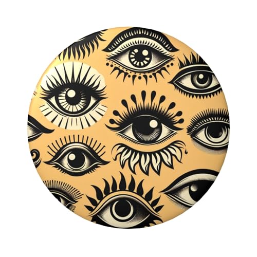 Goldene Evil-Eye-Pinback-Knöpfe, laminiert, 6 cm, 5 Stück, runde Abzeichen mit glänzender Oberfläche und sicherer Pinback von Vortithora
