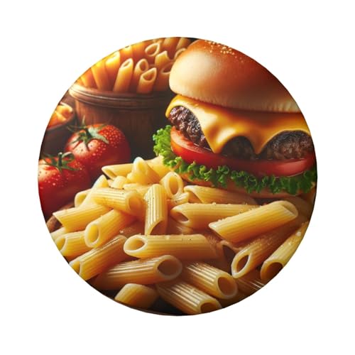 Hamburger-Käse-Pasta-Knöpfe, laminiert, 6 cm, 5 Stück, runde Abzeichen mit glänzender Oberfläche und sicherer Pinback von Vortithora