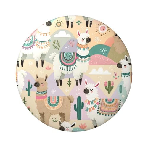 Lama-Kaktus-Knöpfe, laminiert, 6 cm, 5 Stück, runde Abzeichen mit glänzender Oberfläche und sicherer Pinback von Vortithora