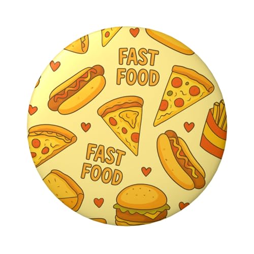 Laminierte Pinback-Knöpfe, 6 cm, Cartoon-Junk-Food-Muster, 5 Stück, runde Abzeichen mit glänzender Oberfläche und sicherem Pinback von Vortithora