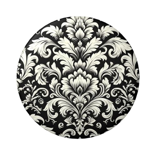 Laminierte Pinback-Knöpfe, 6 cm, Damast, schwarz-weiß, 5 Stück, runde Abzeichen mit glänzender Oberfläche und sicherer Pinback von Vortithora
