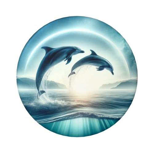 Laminierte Pinback-Knöpfe, 6 cm, Delfine, Leaping-Ocean, 5 Stück, runde Abzeichen mit glänzender Oberfläche und sicherer Pinback von Vortithora