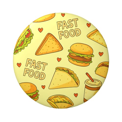 Laminierte Pinback-Knöpfe, 6 cm, Fast-Food-Muster, 5 Stück, runde Abzeichen mit glänzender Oberfläche und sicherer Pinback von Vortithora