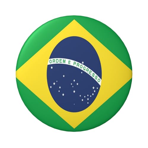 Laminierte Pinback-Knöpfe, 6 cm, Motiv: Brasilien-Flagge, 5 Stück, runde Abzeichen mit glänzender Oberfläche und sicherer Pinback von Vortithora