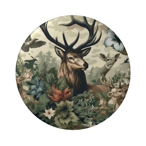Laminierte Pinback-Knöpfe, 6 cm, Motiv: Elchwald-Blumen, 5 Stück, runde Abzeichen mit glänzender Oberfläche und sicherer Pinback von Vortithora