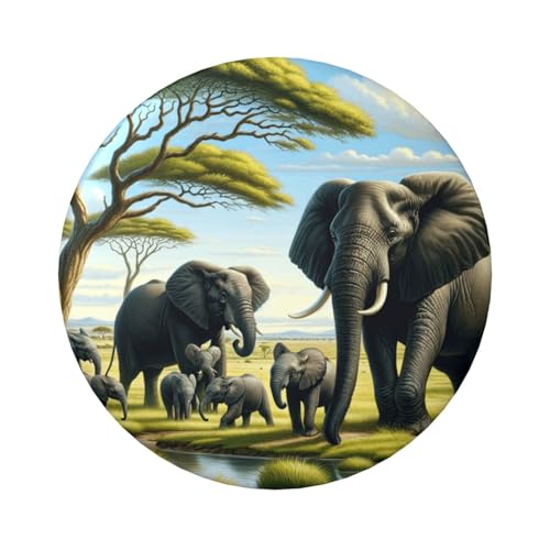 Laminierte Pinback-Knöpfe, 6 cm, Motiv: Elefanten in Afrika, 5 Stück, runde Abzeichen mit glänzender Oberfläche und sicherer Pinback von Vortithora