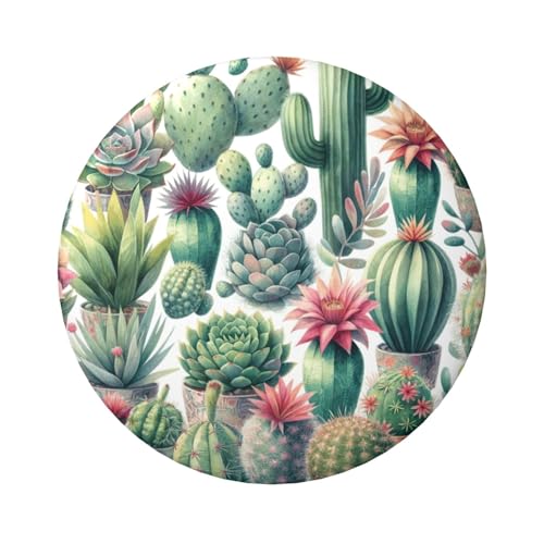Laminierte Pinback-Knöpfe, 6 cm, Motiv: Kaktus-Sukkulenten, 5 Stück, runde Abzeichen mit glänzender Oberfläche und sicherer Pinback von Vortithora