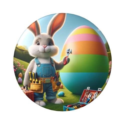 Laminierte Pinback-Knöpfe, 6 cm, Motiv: Oster-Hasen-Eier, Elektriker, 5 Stück, runde Abzeichen mit glänzender Oberfläche und sicherer Pinback von Vortithora