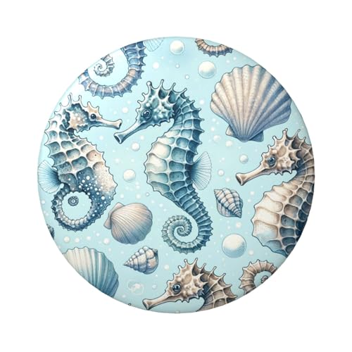 Laminierte Pinback-Knöpfe, 6 cm, Motiv: Seepferdchen, 5 Stück, runde Abzeichen mit glänzender Oberfläche und sicherer Pinback von Vortithora