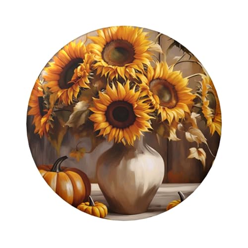 Laminierte Pinback-Knöpfe, 6 cm, Sonnenblumen, Kürbis-Ölgemälde, 5 Stück, runde Abzeichen mit glänzender Oberfläche und sicherer Pinback von Vortithora