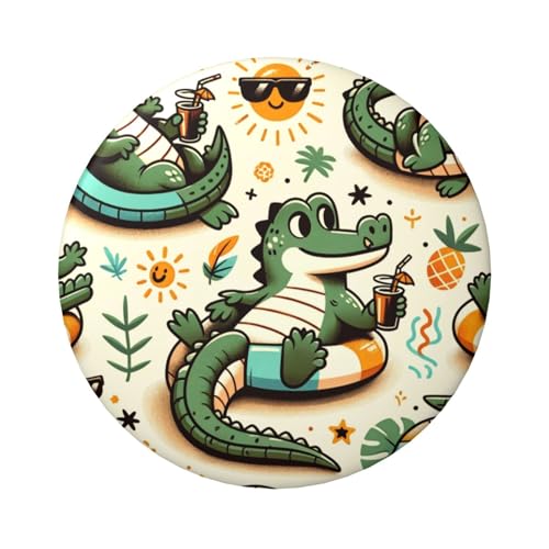 Laminierte Pinback-Knöpfe, 6 cm, Sunny-Gator-Beach, 5 Stück, runde Abzeichen mit glänzender Oberfläche und sicherer Pinback von Vortithora