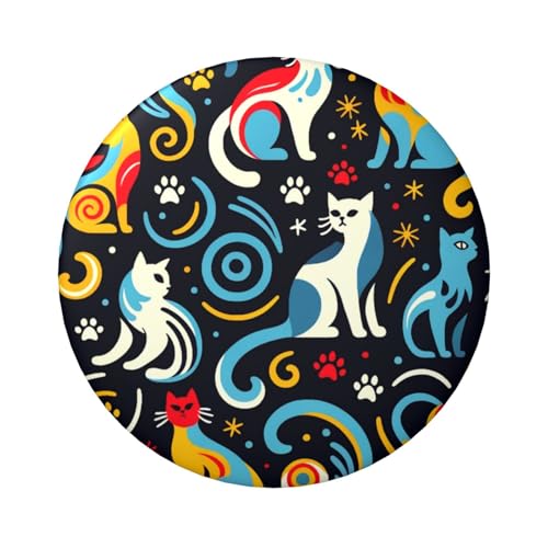 Laminierte Pinback-Knöpfe, 6 cm, abstraktes Katzenmuster, 5 Stück, runde Abzeichen mit glänzender Oberfläche und sicherer Pinback von Vortithora