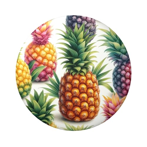 Laminierte Pinback-Knöpfe, 6 cm, bunt, Ananas-Muster, 5 Stück, runde Abzeichen mit glänzender Oberfläche und sicherer Pinback von Vortithora